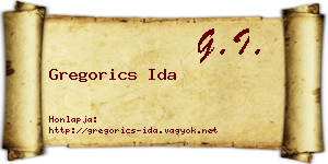 Gregorics Ida névjegykártya